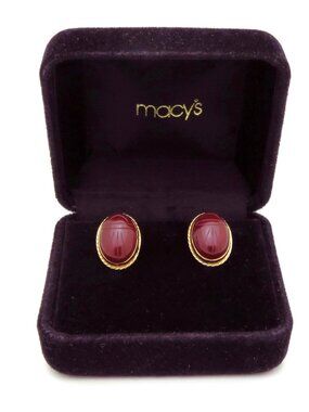 Vintage 14K Gold WRE Carnelian Beetle Scarab Egyptian Earrings W.E. Richards Co.